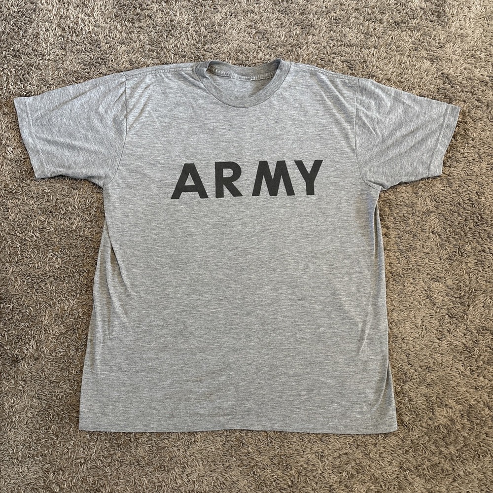US Army T-Shirt IPFU Physical Fitness Uniform Men XL Gray 90s/Y2K
